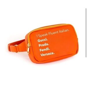 Sling Bag “I Speak Fluent Italian” Belt Bag Adjustable Belt NWOTS Orange